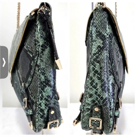 Rebecca Minkoff Collection Green Python Embossed Leather Cali Shoulder Bag - Picture 4 of 16
